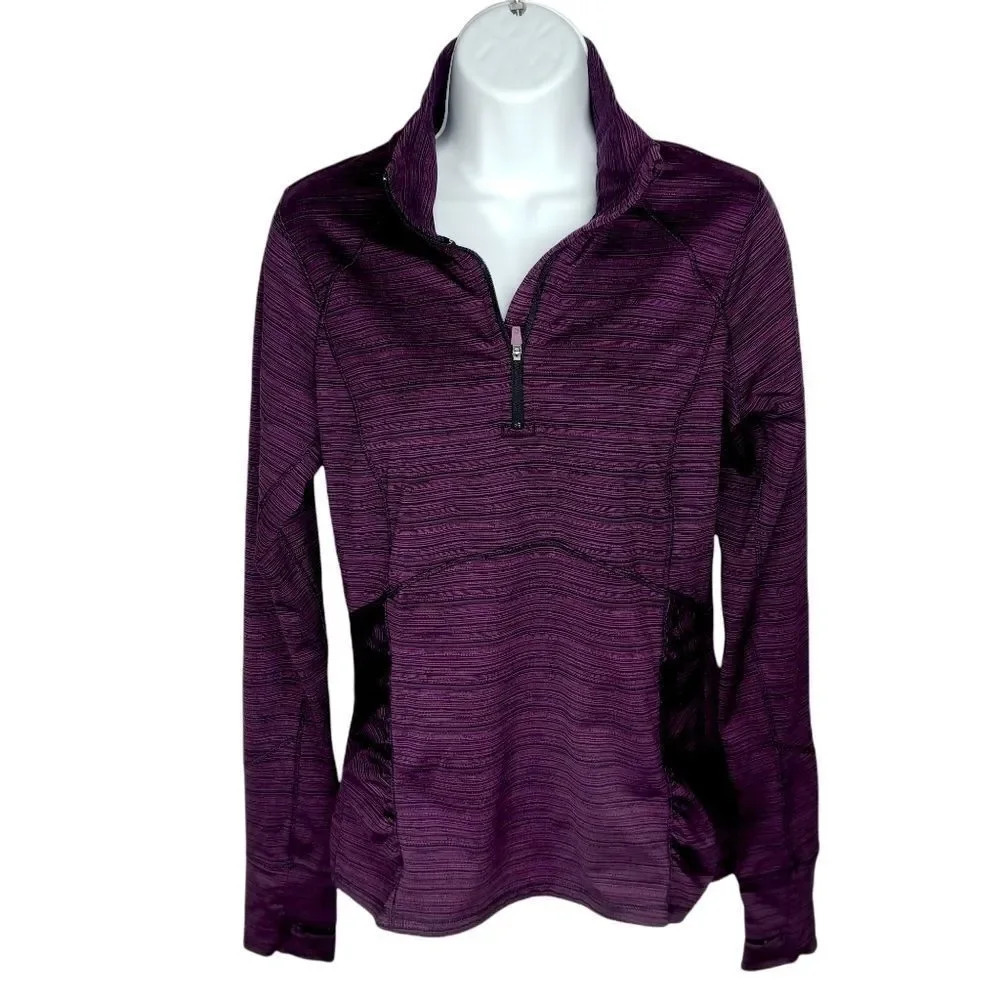 Hyba Activewear Sportswear Half Zip Top, Purple, L